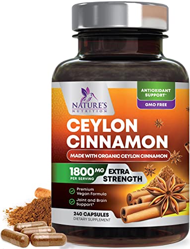 Organic Cinnamon Capsules, Non-GMO, Gluten-Free, Dairy-Free - 240 Capsules