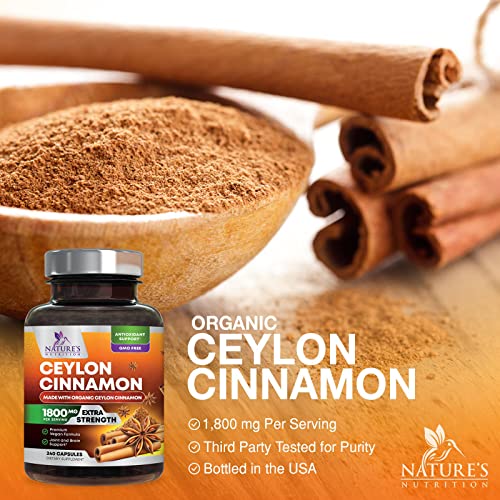 Organic Cinnamon Capsules, Non-GMO, Gluten-Free, Dairy-Free - 240 Capsules