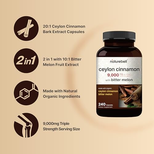 Organic Ceylon Cinnamon & Bitter Melon Capsules, 240ct
