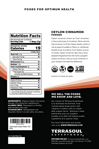 Terrasoul Superfoods Organic Ceylon Cinnamon Powder - Premium Quality