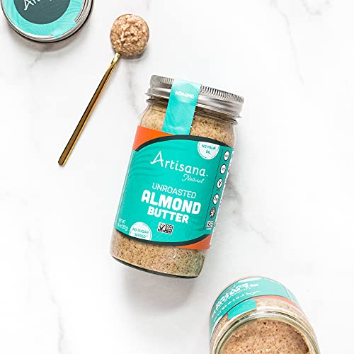 Artisana Natural Almond Butter, 14oz | Unroasted, No Sugar