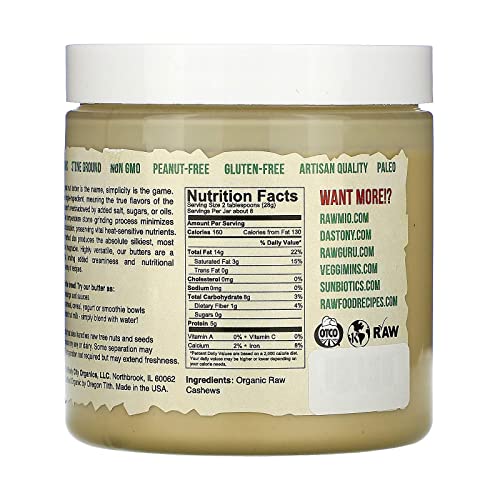 Dastony Organic Raw Cashew Nut Butter, 8 oz Pack