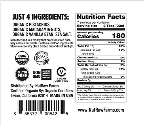 Organic Raw Pistachio & Macadamia Butter, Superfood Spread