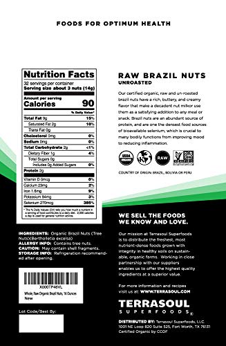 Terrasoul Superfoods Organic Brazil Nuts - Selenium Rich