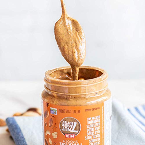 NuttZo Natural Power Fuel Smooth Nut Butter - 7 Nuts & Seeds Blend | Paleo, Non-GMO, Gluten-Free, Vegan | Kosher | Peanut-Free | 1g Sugar, 6g Protein | 12oz Jar