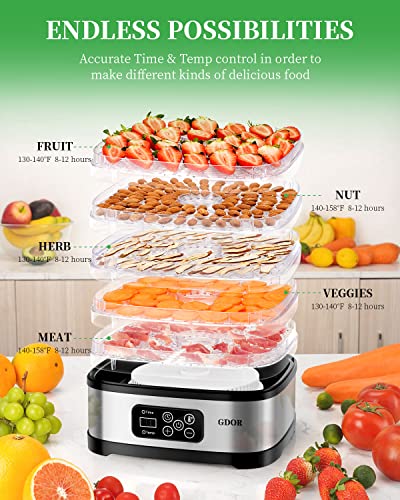 5-Tray Food Dehydrator with Temp Control & Recipes