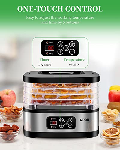 5-Tray Food Dehydrator with Temp Control & Recipes