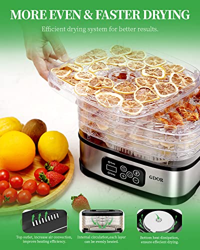 5-Tray Food Dehydrator with Temp Control & Recipes