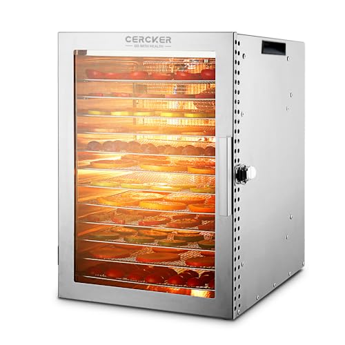 12-Tray Stainless Steel Dehydrator for Herbs, Meat & Jerky