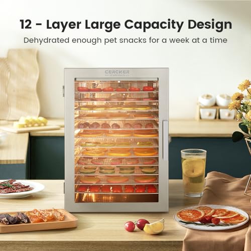 12-Tray Stainless Steel Dehydrator for Herbs, Meat & Jerky
