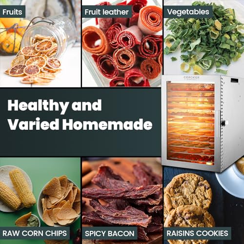 12-Tray Stainless Steel Dehydrator for Herbs, Meat & Jerky