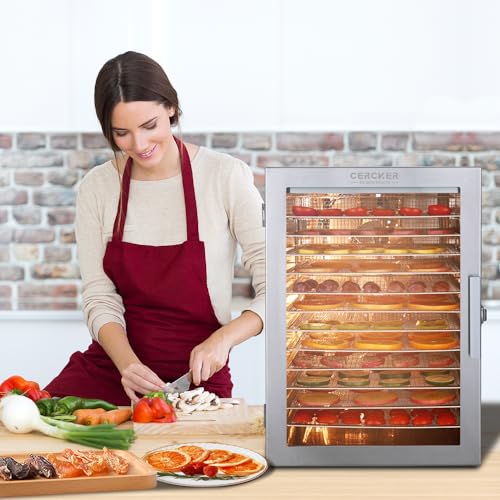 12-Tray Stainless Steel Dehydrator for Herbs, Meat & Jerky