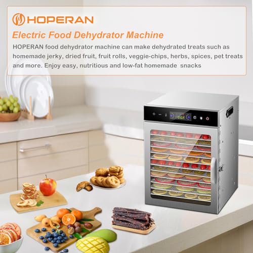 12-Tray Stainless Steel Food Dehydrator with Timer & Recipes