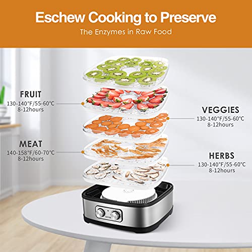 OSTBA Electric Food Dehydrator, 5 Trays, Recipe Book