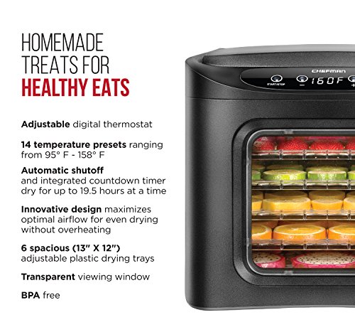 Chefman Electric Food Dehydrator with 6 Trays