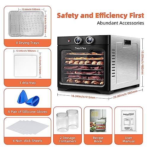 Septree 8-Tray Stainless Steel Food Dehydrator