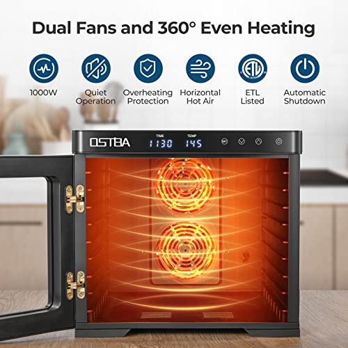 OSTBA Food Dehydrator Machine, 9 Trays, Adjustable Temperature