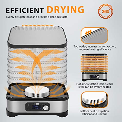 VIVOHOME 400W 8-Tray Electric Food Dehydrator with Timer