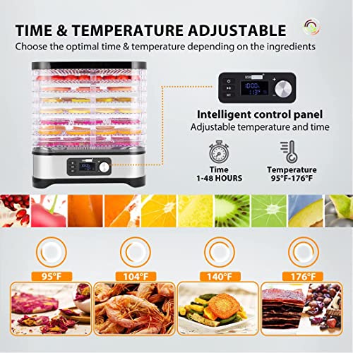VIVOHOME 400W 8-Tray Electric Food Dehydrator with Timer
