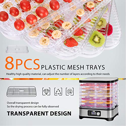 VIVOHOME 400W 8-Tray Electric Food Dehydrator with Timer