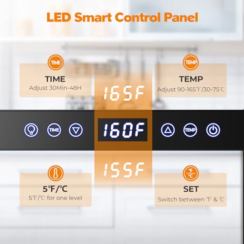 YASHE 9-Tray Stainless Steel Food Dehydrator, 800W