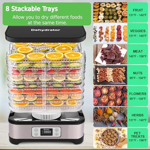 Homdox 8-Tray Food Dehydrator with Timer & Temp Control
