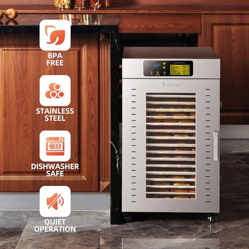 Large Capacity Stainless Steel Food Dehydrator, Adjustable Timer