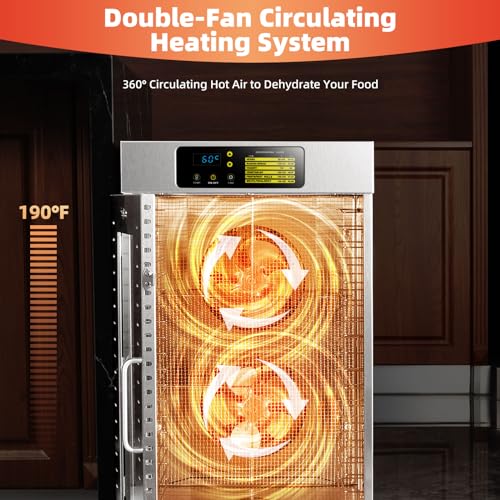 Large Capacity Stainless Steel Food Dehydrator, Adjustable Timer