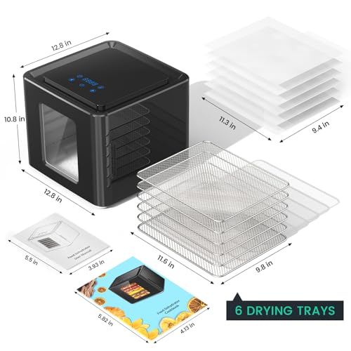 6-Tray Stainless Steel Food Dehydrator with Timer & LED