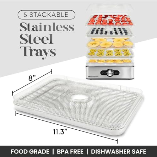 Elite Gourmet Food Dehydrator: Stainless Steel, Adjustable Temperature