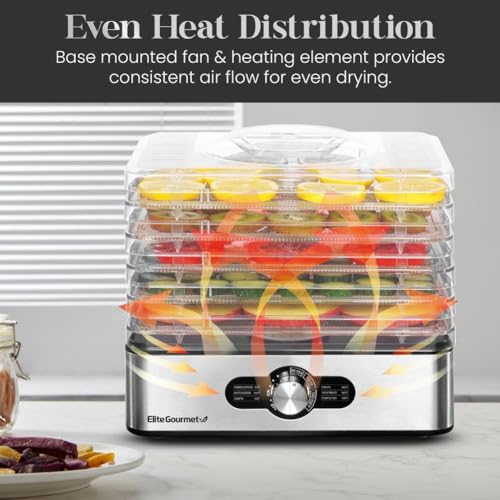 Elite Gourmet Food Dehydrator: Stainless Steel, Adjustable Temperature