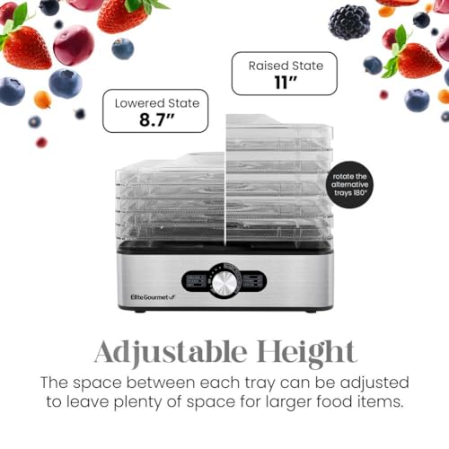Elite Gourmet Food Dehydrator: Stainless Steel, Adjustable Temperature
