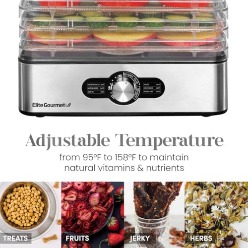 Elite Gourmet Food Dehydrator: Stainless Steel, Adjustable Temperature