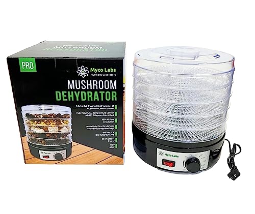 350W Myco Labs Mushroom Dehydrator: Adjustable Temp, Tall Trays