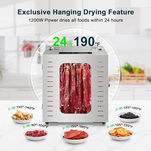Commercial Large Food Dehydrator for Jerky - 12 Trays