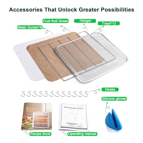 Commercial Large Food Dehydrator for Jerky - 12 Trays