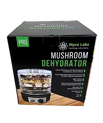 350W Myco Labs Mushroom Dehydrator: Adjustable Temp, Tall Trays