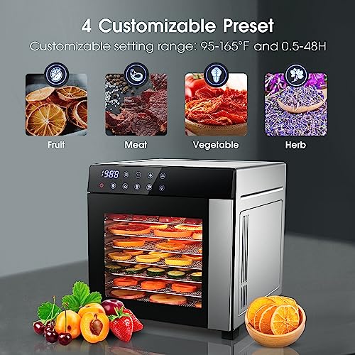 Large Capacity Stainless Steel Food Dehydrator with 8 Trays