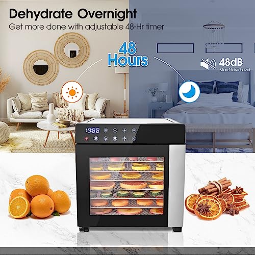 Large Capacity Stainless Steel Food Dehydrator with 8 Trays