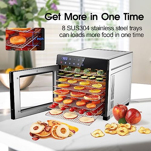 Large Capacity Stainless Steel Food Dehydrator with 8 Trays