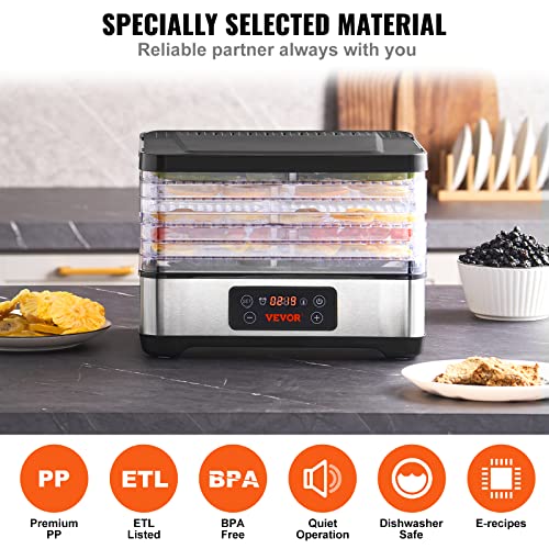 VEVOR 5-Tray Electric Food Dehydrator for Raw Foods