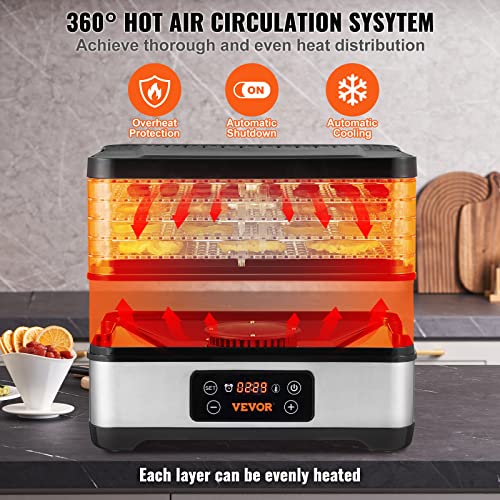 VEVOR 5-Tray Electric Food Dehydrator for Raw Foods
