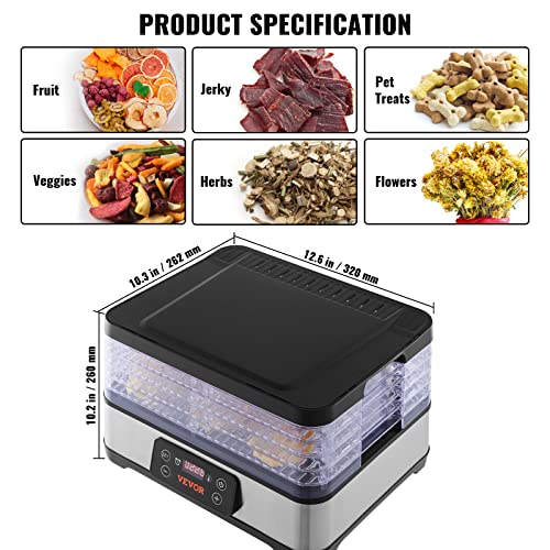 VEVOR 5-Tray Electric Food Dehydrator for Raw Foods
