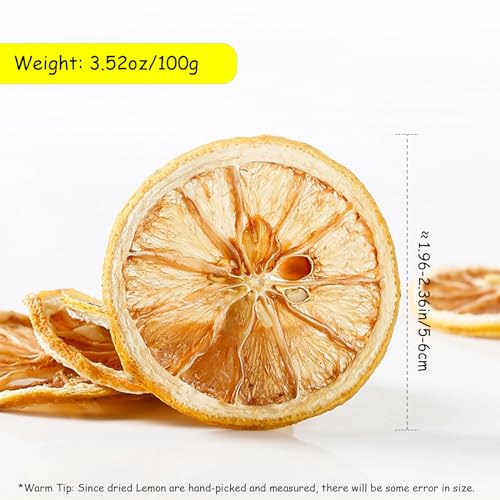 Natural Dried Lemon Wheels for Garnish, Cocktails (3.52oz)