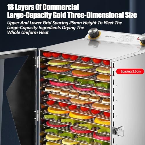 Large-capacity 18-Tray Commercial Food Dehydrator, 360° Machine