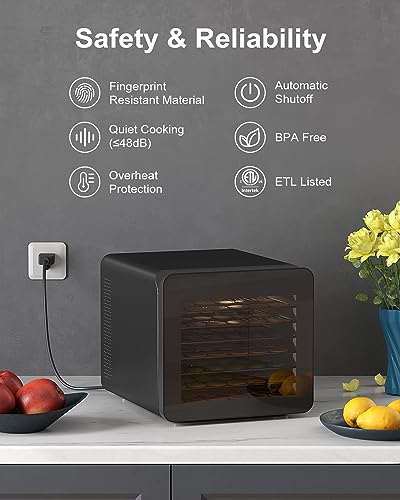 CROWNFUL Food Dehydrator Machine, 7 Trays, 600W, Timer, Temp Control