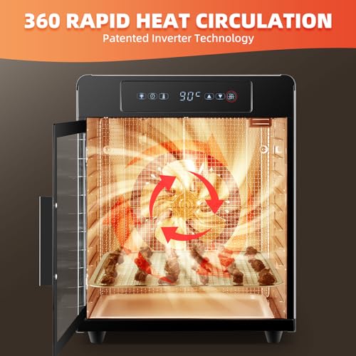 Septree Food Dehydrator for Jerky 800 Watts, 8.8ft²- 10 Stainless Steel Trays Countertop Food Dryer Machine with Adjustable Timer 190°F Temperature Control, for Jerky, Herbs, Meat, Fruit, and Yogurt