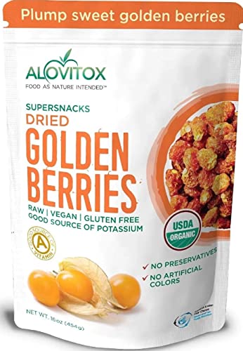 Alovitox Organic Sun Dried Golden Berries 16 oz | Raw, Vegan, Gluten Free
