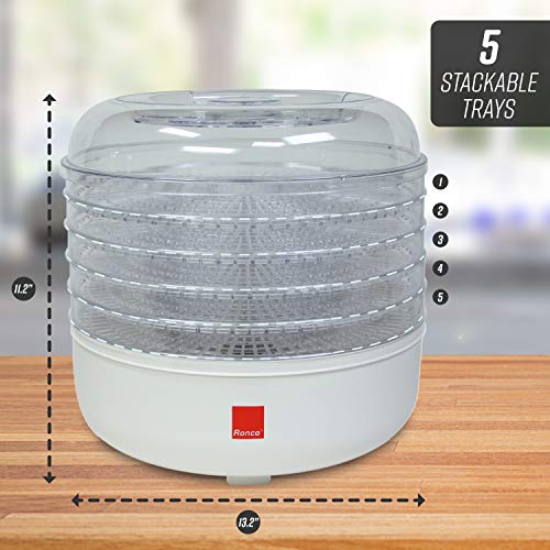 Ronco 5-Tray Electric Food Dehydrator - White Color