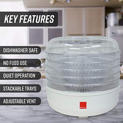 Ronco 5-Tray Electric Food Dehydrator - White Color